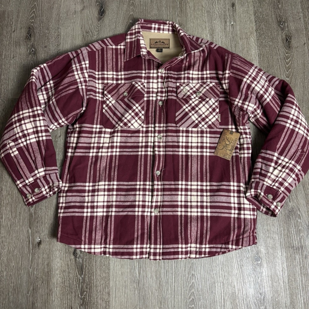 Legendary Whitetails Deer Camp Plaid Shirt Jacket XL Fleece‎ Lined Flannel Heavy